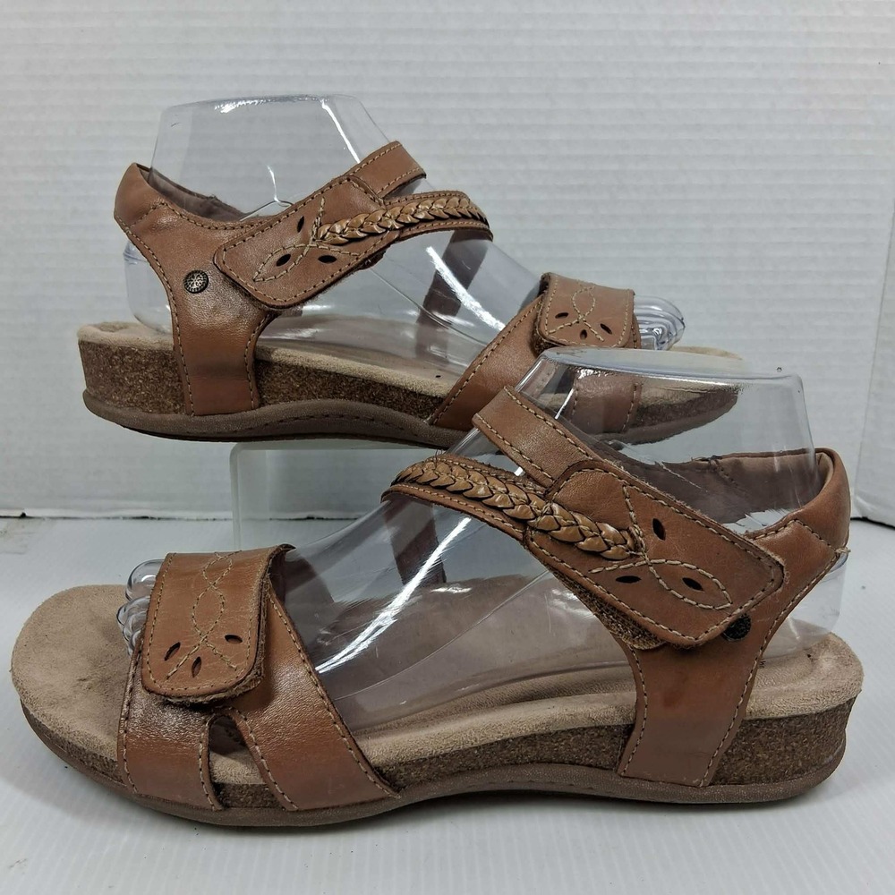 Earth Origins Bria Alpaca Brown Leather Braided Comfort Sandals Womens 7.5 M